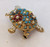 Turtle Brooch Tortoise Pin Ruby Red Sapphire Blue Pearl Flower Vintage Fashion Jewelry Gift