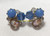 Coro Earrings Blue Milk Givre Glass Studs Vintage Designer Jewelry Gift