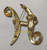 BSK H Brooch Spun Gold Monogram Pin Vintage Designer Jewelry