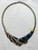 Blue Black Enamel Necklace Totally 80s Collar Vintage Fashion Jewelry