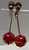 Ruby Greek Key Ball Earrings Red Dangle Drop Goth Jewelry Vintage Fashion Gift