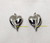 Crown Trifari Earrings Silver Heart Leaf Vintage Designer Jewelry