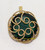 Kramer NY Brooch Pendant Green Curly Q Necklace Vintage Designer Jewelry