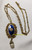 Florenza Necklace Blue Enamel Pearl Brooch Pendant Vintage Designer Jewelry