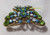 Butterfly Brooch White Opal Blue Milk Glass Rhinestone Vintage Jewelry