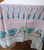 Kitschy Pink Rooster Tablecloth Spoon Plate Cup Table Cloth Vintage Printed Linen