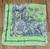 Lot 2 Scarf Flower Green Blue Ascot Vintage Neckwear Linen Neck Wrap