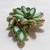 Juliana D&E Brooch Green Two Tone Milk Glass Flower Pin Vintage Delizza Elster Designer Jewelry