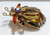 Juliana D&E Brooch Topaz Olivine Beetle Bug 3 Wing Down Vintage DeLizza Elster Designer Jewelry