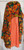 Hibiscus V Neck Maxi Dress Orange Red Sleeveless Print Vintage Velvet Belt Gown