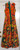 Hibiscus V Neck Maxi Dress Orange Red Sleeveless Print Vintage Velvet Belt Gown