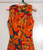 Hibiscus V Neck Maxi Dress Orange Red Sleeveless Print Vintage Velvet Belt Gown