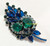 Juliana D&E Brooch Sapphire Emerald Pin Vintage DeLizza Elster Designer Jewelry
