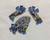 Juliana D&E Brooch Earrings Sapphire Blue Keystone Spray Vintage Delizza Elster Designer Jewelry