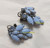Juliana D&E Earrings Blue Milk Glass Wire Over Vintage DeLizza Elster Designer Jewelry