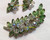 Juliana D&E Brooch Earrings Green Dangle Crystal Bead Pin Vintage Delizza Elster Designer Fashion Jewelry