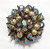 Juliana D&E Brooch Metal Bead Dangle Ball Blue Black Diamond Vintage Delizza Elster Designer Jewelry