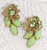 Juliana D&E Earrings Green Milk Glass Floret Vintage Delizza Elster Designer Jewelry