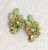 Juliana D&E Earrings Green Milk Glass Floret Vintage Delizza Elster Designer Jewelry
