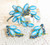 Juliana D&E Brooch Earrings Blue Two Tone Milk Glass Light Spray Pin Vintage Delizza Elster Designer Jewelry