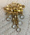 Juliana D&E Brooch Filigree Heart Crystal Bead Dangle Pin Vintage Delizza Elster Designer Jewelry B