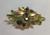 Juliana D&E Brooch Emerald Green Fold Metal Leaf Flower Pin Vintage Delizza Elster Designer Jewelry