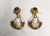 Juliana D&E Earrings Gold Fluss Venus Flame Milk Glass Drop Vintage DeLizza Elster Jewelry