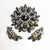 Juliana D&E Brooch Earrings Round Hematite Pin Vintage DeLizza Elster Designer Jewelry