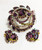 Juliana D&E Brooch Earrings Amethyst Purple Givre Stripe Pin Vintage Delizza Elster Designer Jewelry