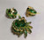 Juliana D&E Brooch Earrings Emerald Green Wire Over Leaf Pin Vintage Delizza Elster Designer Jewelry