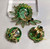Juliana D&E Brooch Earrings Emerald Green Wire Over Leaf Pin Vintage Delizza Elster Designer Jewelry