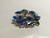 Juliana D&E Brooch Sapphire Blue Floret Laurel Horseshoe Pin Vintage DeLizza Elster Jewelry Gift
