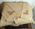 Brown Fringe Embroider Tablecloth Napkin Set Red Flower Table Cloth Cover Vintage Mid Century Linen Gift Lot 5