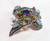 Sapphire Blue Peridot Glass Butterfly Brooch Fancy Marbled Crackle Pin Vintage Fashion Jewelry Mid Century Gift
