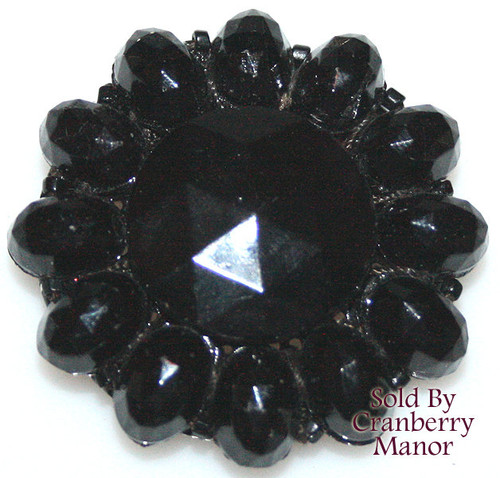 Black Beaded Mourning Brooch Vintage Fashion Jewelry