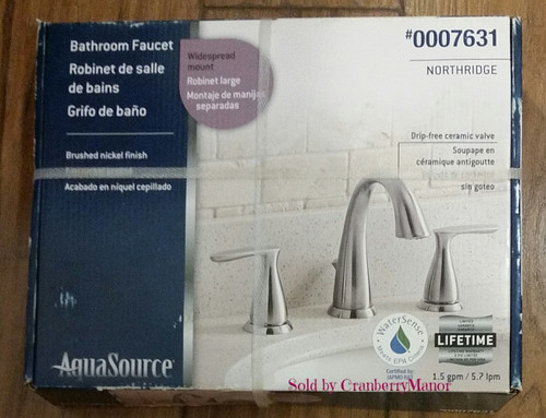 Aquasource Brushed Nickel 2 Handle Widespread Watersense Bathroom