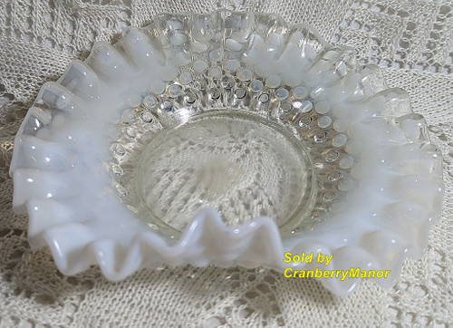 Fenton French Opalescent Hobnail Bon Bon Bowl Vintage Designer Art Glass