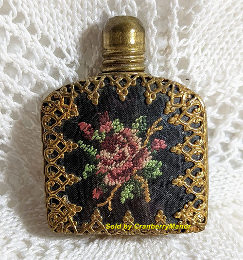 Antique Floral Perfume Dauber Vintage Glass Bottle