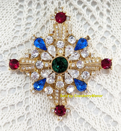 Trifari HSN Star Cross Brooch Vintage Designer Fashion Jewelry