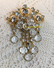 Juliana D&E Brooch Filigree Heart Crystal Bead Dangle Pin Vintage Delizza Elster Designer Jewelry B