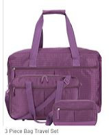 Purple 3 Piece Travel Set NIP Tote Bag Pouch