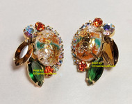 Juliana D&E Earrings Topaz Easter Egg Enamel Vintage Delizza Elster Designer Jewelry