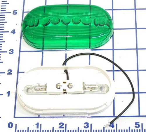 55742: 12V GREEN INSIDE OVAL LIGHT ASSEMBLY W/ BULB & HOUSING