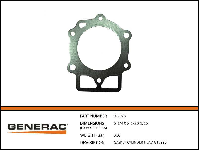 Generac 0C2978 Cylinder Head Gasket | Generator Magic
