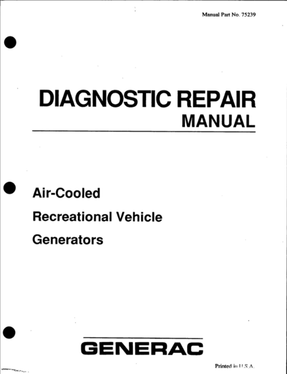 Generac 075239 Diagnostic Repair Manual