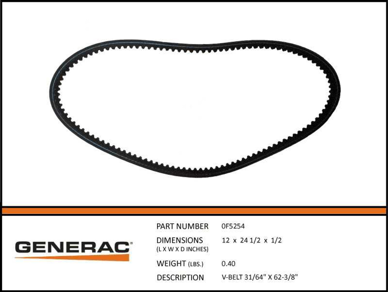 Generac 0F5254 V Belt