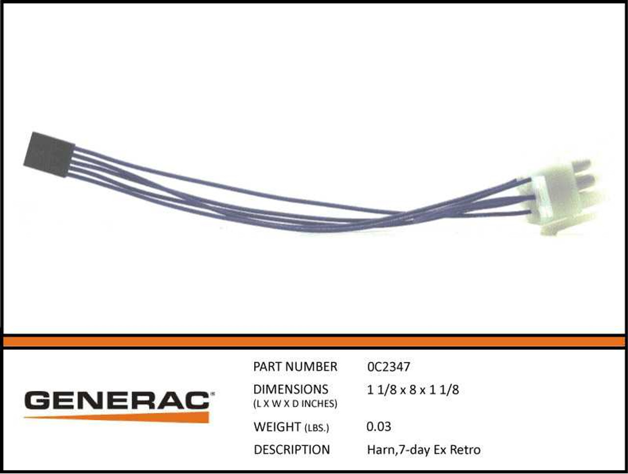 Generac 0C2347 Genuine OEM Programmable Exerciser Retrofit Harness