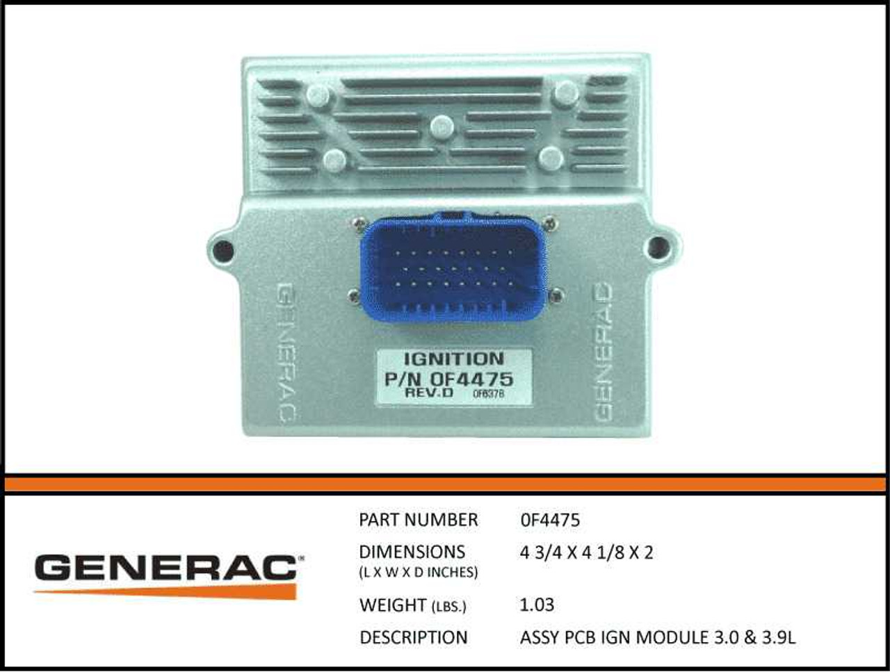 Generac 0F4475 Assembly Pcb Ign Module 3.0 & 3.9 L for Generator