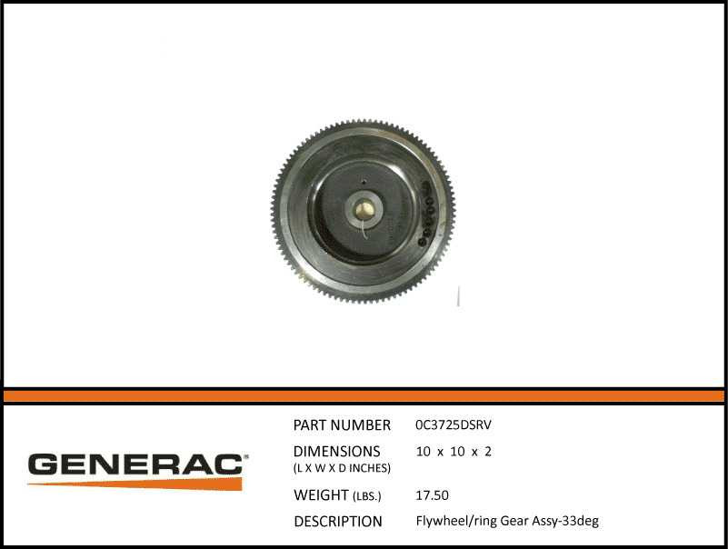 Generac 0C3725DSRV Flywheel and Ring Gear Assembly with specs