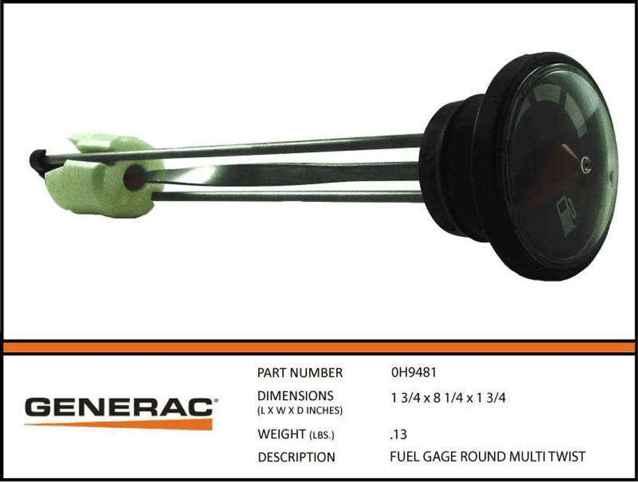 Generac 0H9481 Fuel Gauge Round Multi Twist